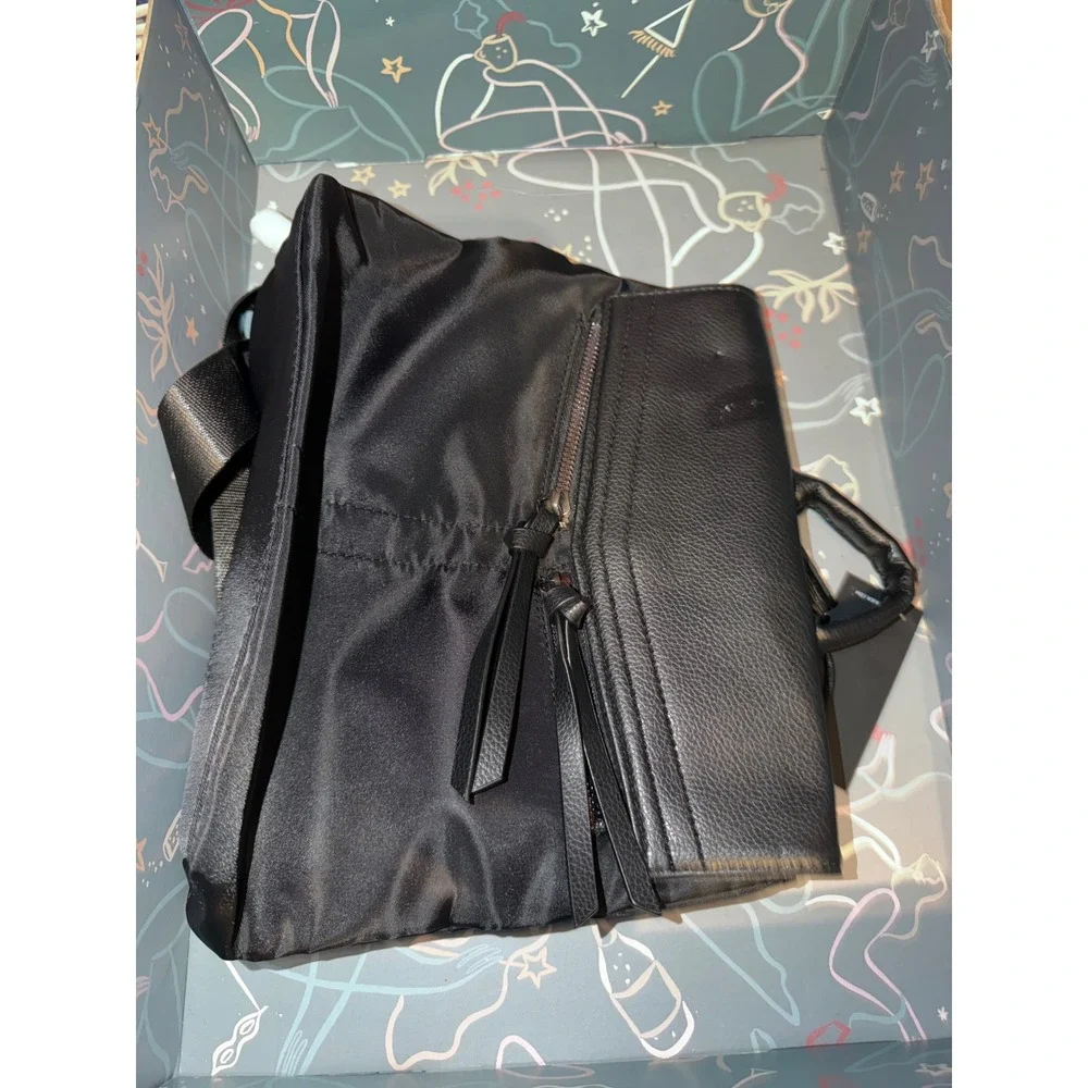 Botkier New York Warren Backpack Black Nylon Pebbled Leather Tassel Zip‎ NWT